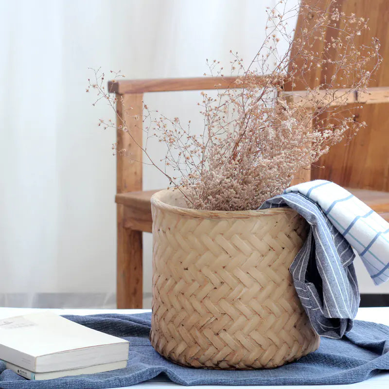 Rustic Woven-Styled Cement Planter