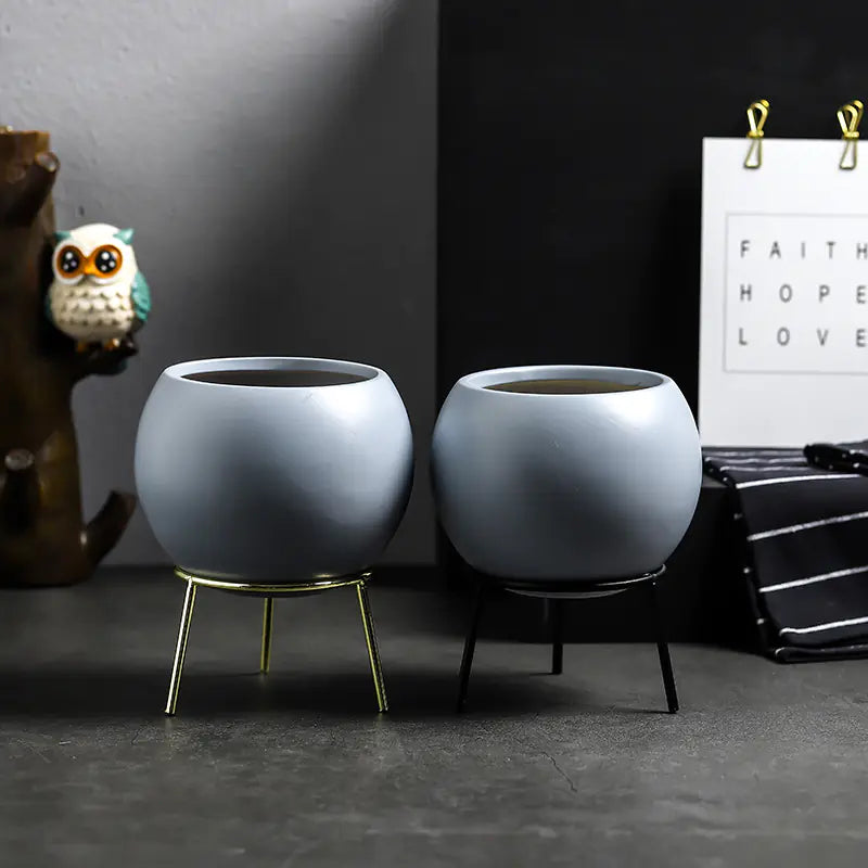 Minimalist Nordic Succulent Planters with Ceramic Pots