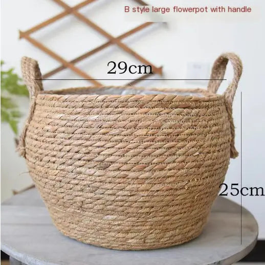 Scandinavian Woven Straw Planter