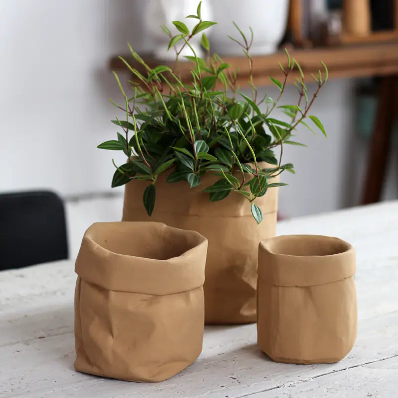 Nordic Cement Leather-Look Planter