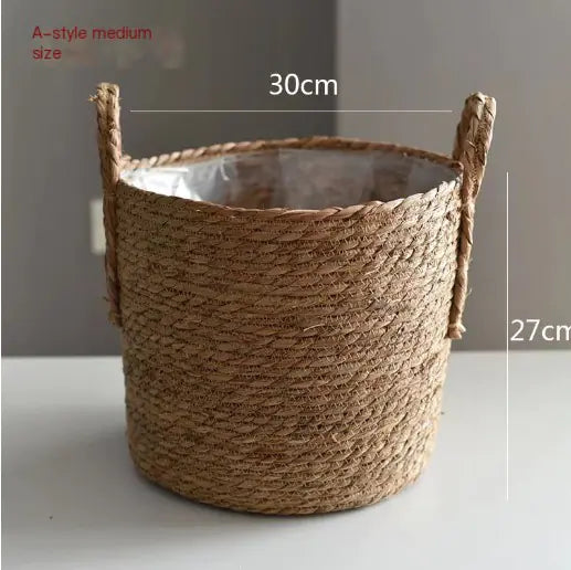 Scandinavian Woven Straw Planter