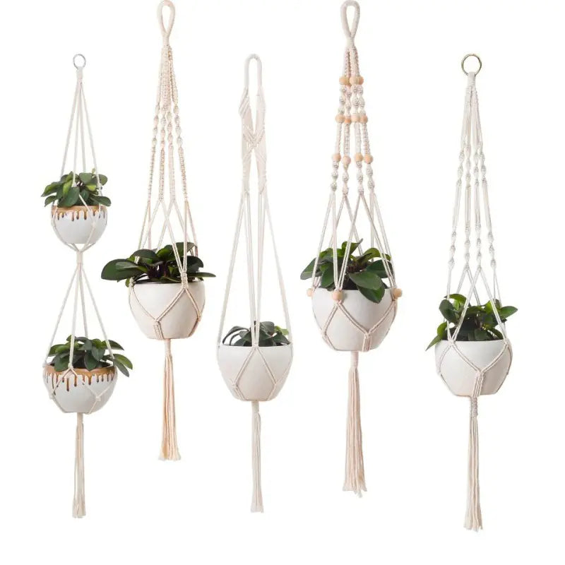 knotted rope hanging planter Artisan Cotton Rope Planter – Nue.Aura