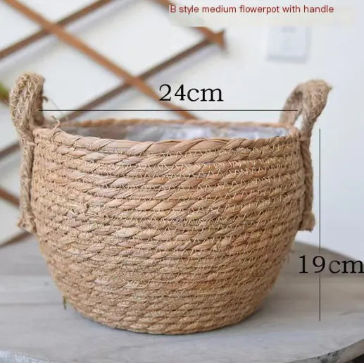 Scandinavian Woven Straw Planter