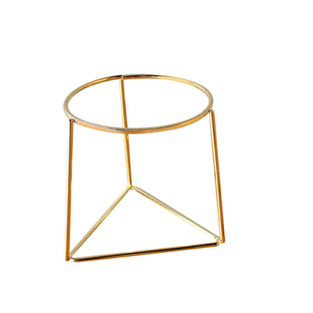 Geometric Ceramic Planter with Metal Stand