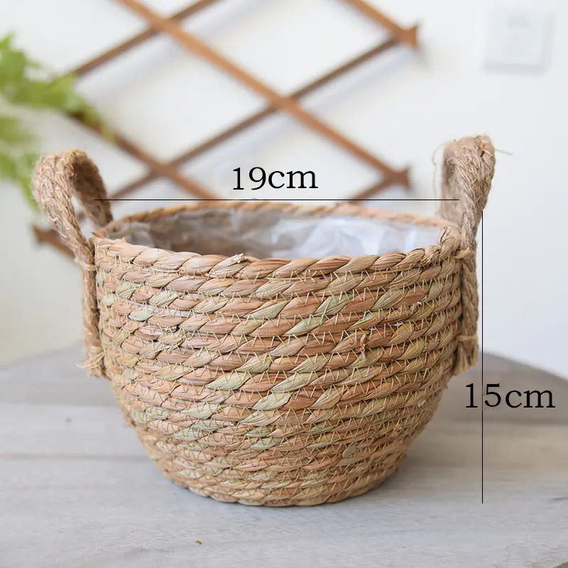 Scandinavian Woven Straw Planter