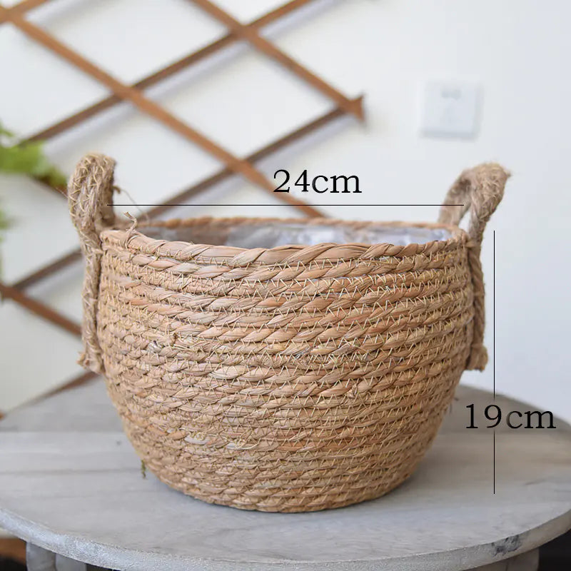 Scandinavian Woven Straw Planter