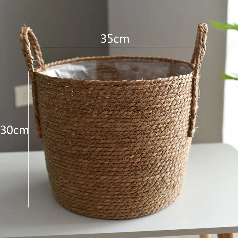 Scandinavian Woven Straw Planter