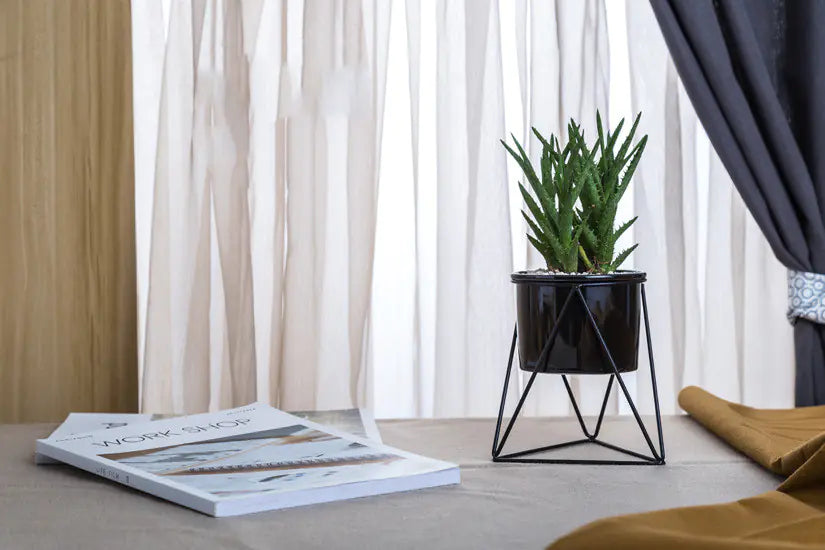 Nordic Elegance Ceramic Planter with Iron Stand