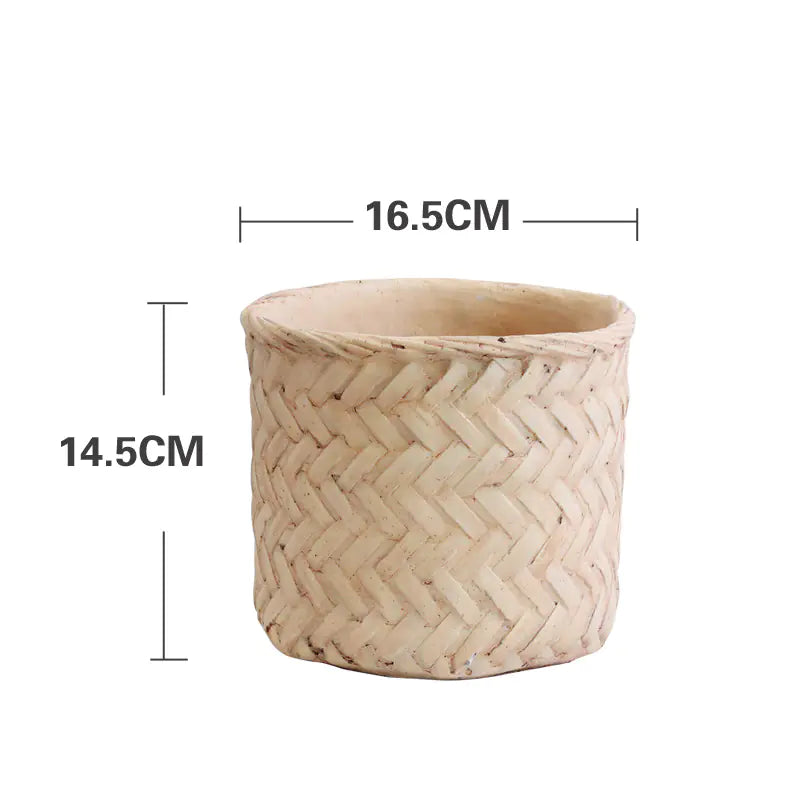 Rustic Woven-Styled Cement Planter